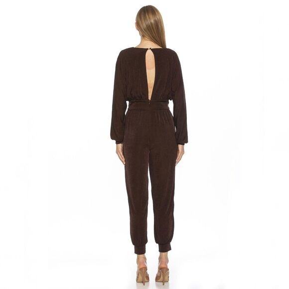 *NWT Alexia Admor Joey Long Sleeve Knit Surplice Jumpsuit in Burgundy Size XS - Picture 2 of 9